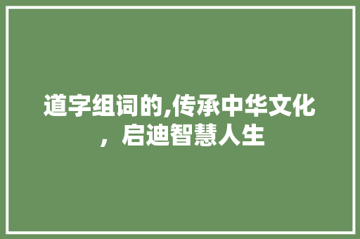 道字组词的,传承中华文化，启迪智慧人生