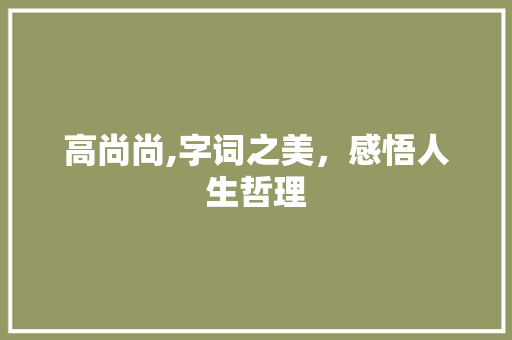 高尚尚,字词之美，感悟人生哲理