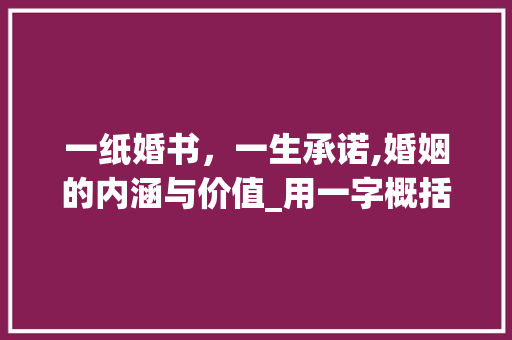 一纸婚书，一生承诺,婚姻的内涵与价值_用一字概括婚姻的意思是