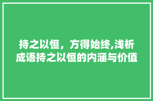 持之以恒，方得始终,浅析成语持之以恒的内涵与价值_四个字的成语及意思的