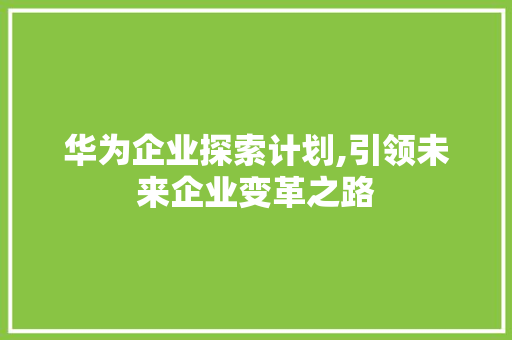 华为企业探索计划,引领未来企业变革之路 反义词汇