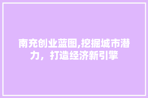 南充创业蓝图,挖掘城市潜力，打造经济新引擎