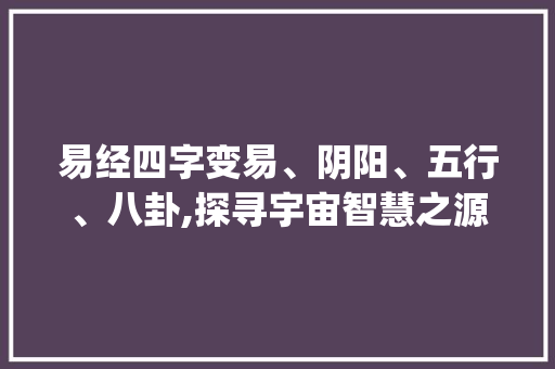 易经四字变易、阴阳、五行、八卦,探寻宇宙智慧之源_易经中四个字的意思