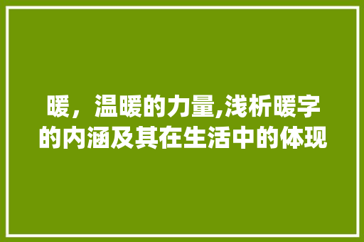 暖，温暖的力量,浅析暖字的内涵及其在生活中的体现_暖暖的暖字什么意思 诗词佳句