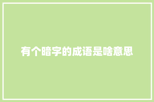 有个暗字的成语是啥意思 短语