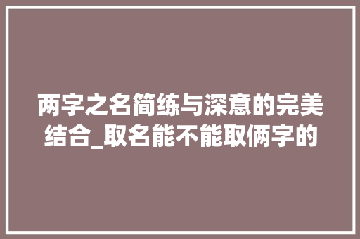 两字之名简练与深意的完美结合_取名能不能取俩字的意思