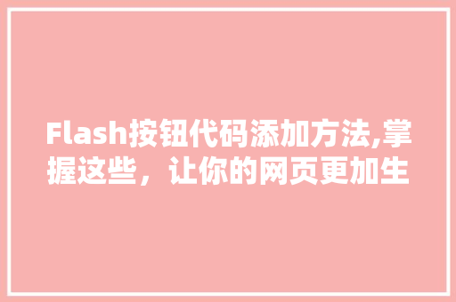 Flash按钮代码添加方法,掌握这些，让你的网页更加生动