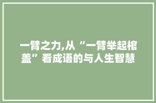 一臂之力,从“一臂举起棺盖”看成语的与人生智慧