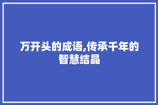 万开头的成语,传承千年的智慧结晶