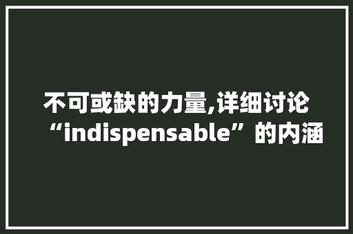 不可或缺的力量,详细讨论“indispensable”的内涵与价值
