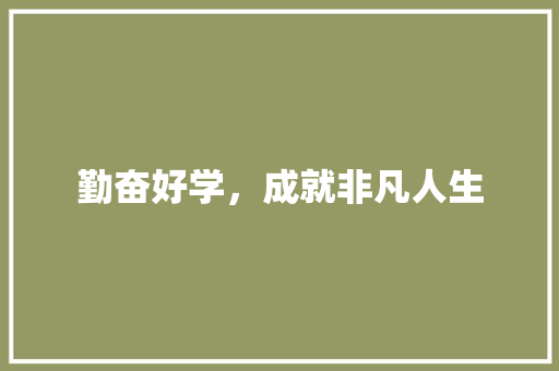勤奋好学，成就非凡人生