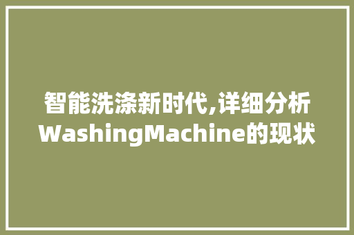智能洗涤新时代,详细分析WashingMachine的现状与未来