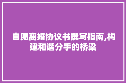 自愿离婚协议书撰写指南,构建和谐分手的桥梁