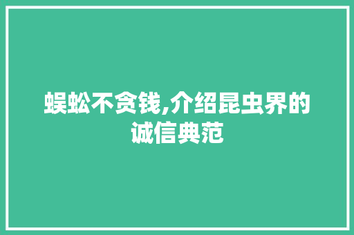 蜈蚣不贪钱,介绍昆虫界的诚信典范