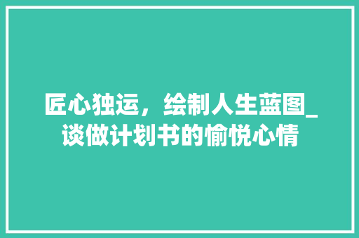 匠心独运，绘制人生蓝图_谈做计划书的愉悦心情 成语汇编