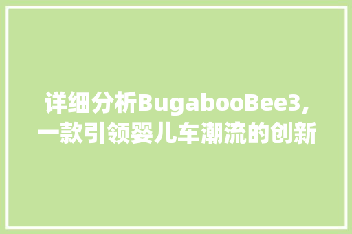 详细分析BugabooBee3,一款引领婴儿车潮流的创新之作