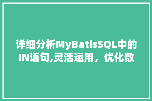 详细分析MyBatisSQL中的IN语句,灵活运用，优化数据库查询