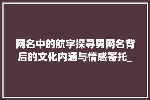 网名中的航字探寻男网名背后的文化内涵与情感寄托_男网名带航字的意思是啥