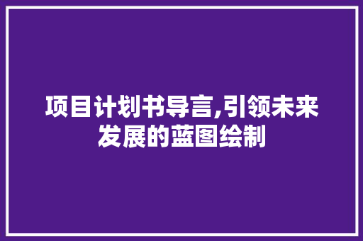 项目计划书导言,引领未来发展的蓝图绘制