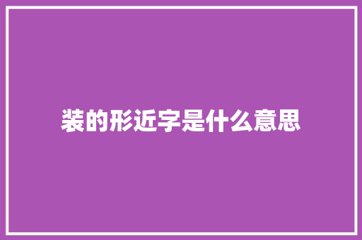装的形近字是什么意思