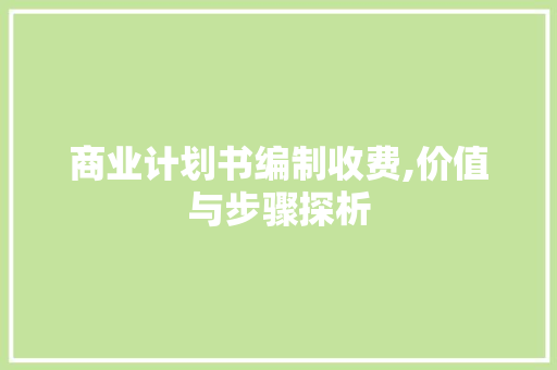 商业计划书编制收费,价值与步骤探析