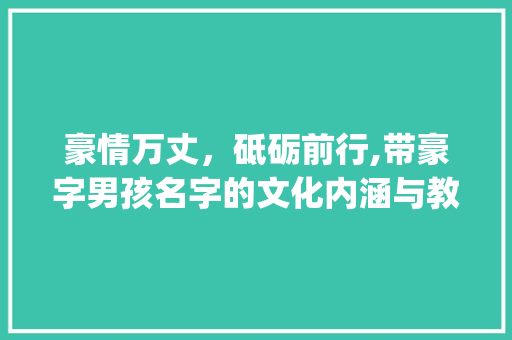 豪情万丈，砥砺前行,带豪字男孩名字的文化内涵与教育意义_带豪字的男孩名字意思