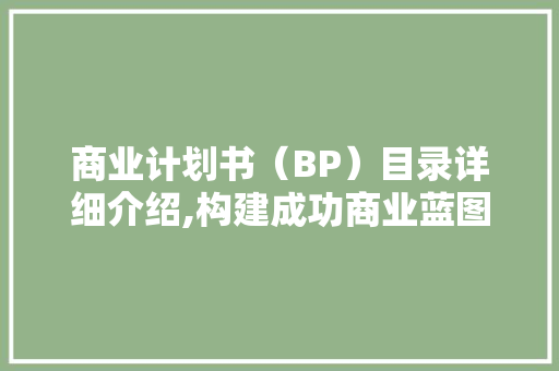 商业计划书（BP）目录详细介绍,构建成功商业蓝图的关键步骤 成语汇编
