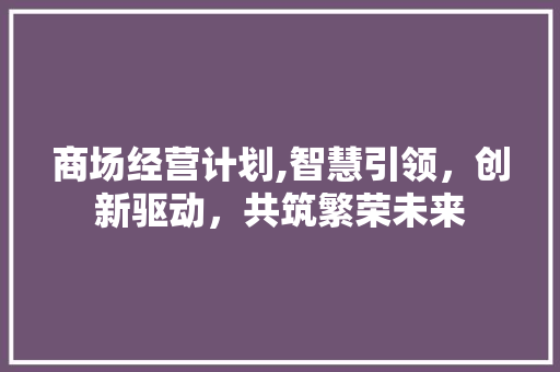 商场经营计划,智慧引领，创新驱动，共筑繁荣未来