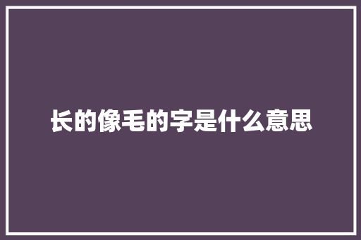 长的像毛的字是什么意思