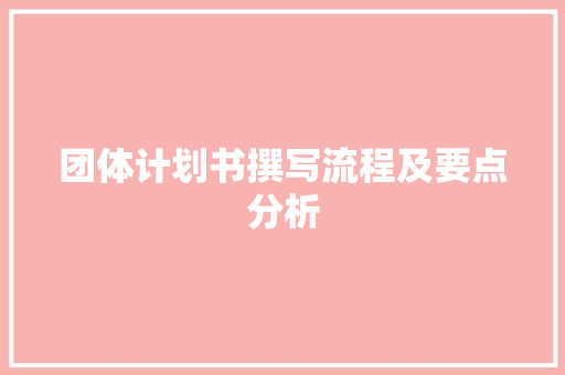 团体计划书撰写流程及要点分析