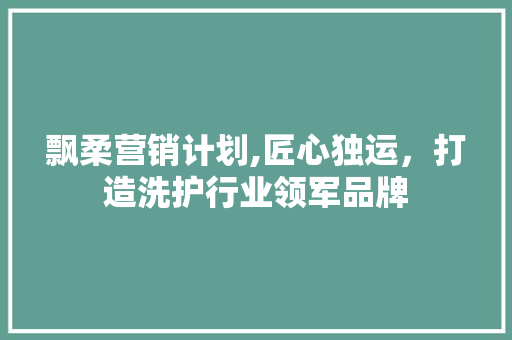 飘柔营销计划,匠心独运，打造洗护行业领军品牌