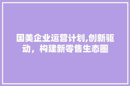 国美企业运营计划,创新驱动，构建新零售生态圈