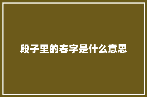 段子里的春字是什么意思