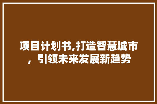 项目计划书,打造智慧城市，引领未来发展新趋势