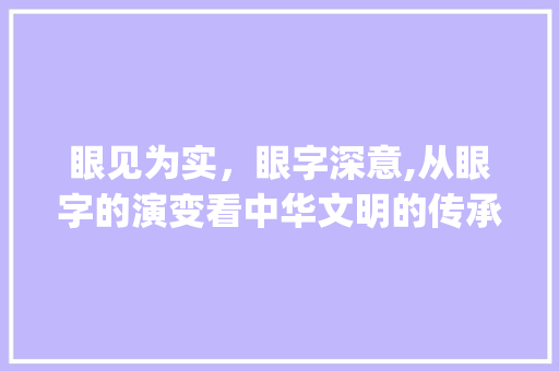 眼见为实，眼字深意,从眼字的演变看中华文明的传承与发展_眼字的造句有什么意思呢