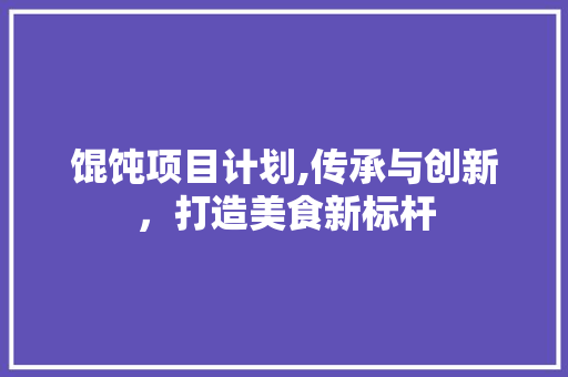 馄饨项目计划,传承与创新，打造美食新标杆
