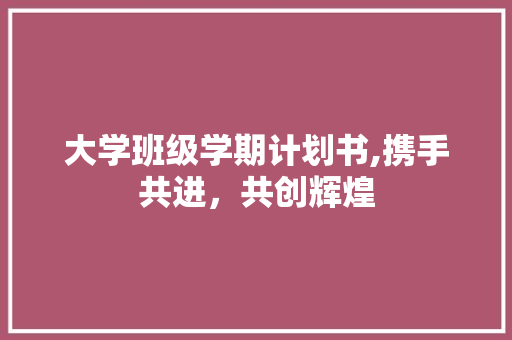 大学班级学期计划书,携手共进，共创辉煌
