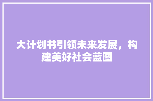 大计划书引领未来发展，构建美好社会蓝图