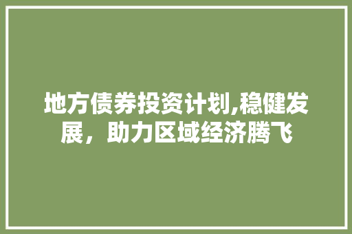 地方债券投资计划,稳健发展，助力区域经济腾飞