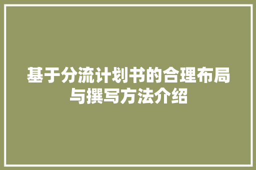 基于分流计划书的合理布局与撰写方法介绍 近义词汇