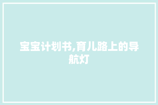 宝宝计划书,育儿路上的导航灯