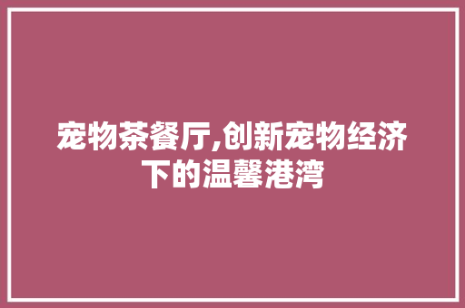 宠物茶餐厅,创新宠物经济下的温馨港湾 古代典籍