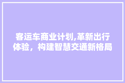 客运车商业计划,革新出行体验，构建智慧交通新格局