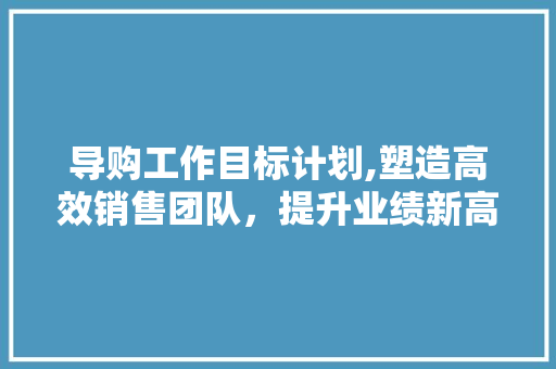 导购工作目标计划,塑造高效销售团队，提升业绩新高峰 英语单词