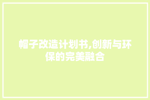 帽子改造计划书,创新与环保的完美融合