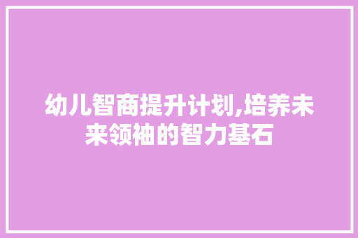 幼儿智商提升计划,培养未来领袖的智力基石 短语