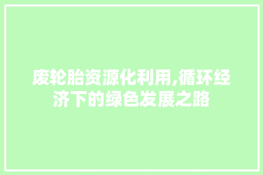 废轮胎资源化利用,循环经济下的绿色发展之路