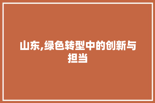 山东,绿色转型中的创新与担当