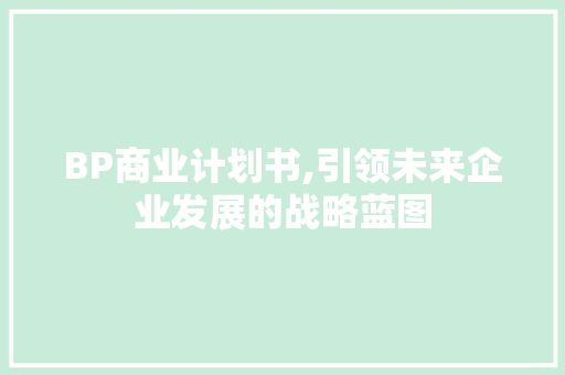 BP商业计划书,引领未来企业发展的战略蓝图