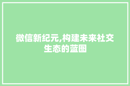 微信新纪元,构建未来社交生态的蓝图 英语单词